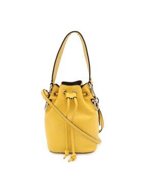 Fendi Montresor Bucket Bag Drawstring 2-Way Leather Yellow